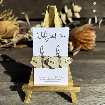 Cabbage Butterfly Hand Painted Wood Earrings