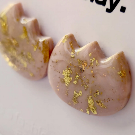 Pink & Gold Tulip Shaped Studs