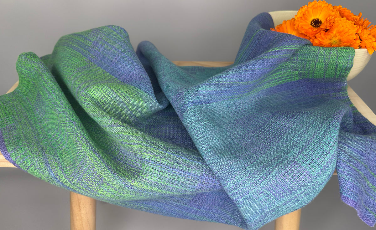Hand-Dyed and Handwoven Linen/Cotton Tea Towels (Lilac weft)
