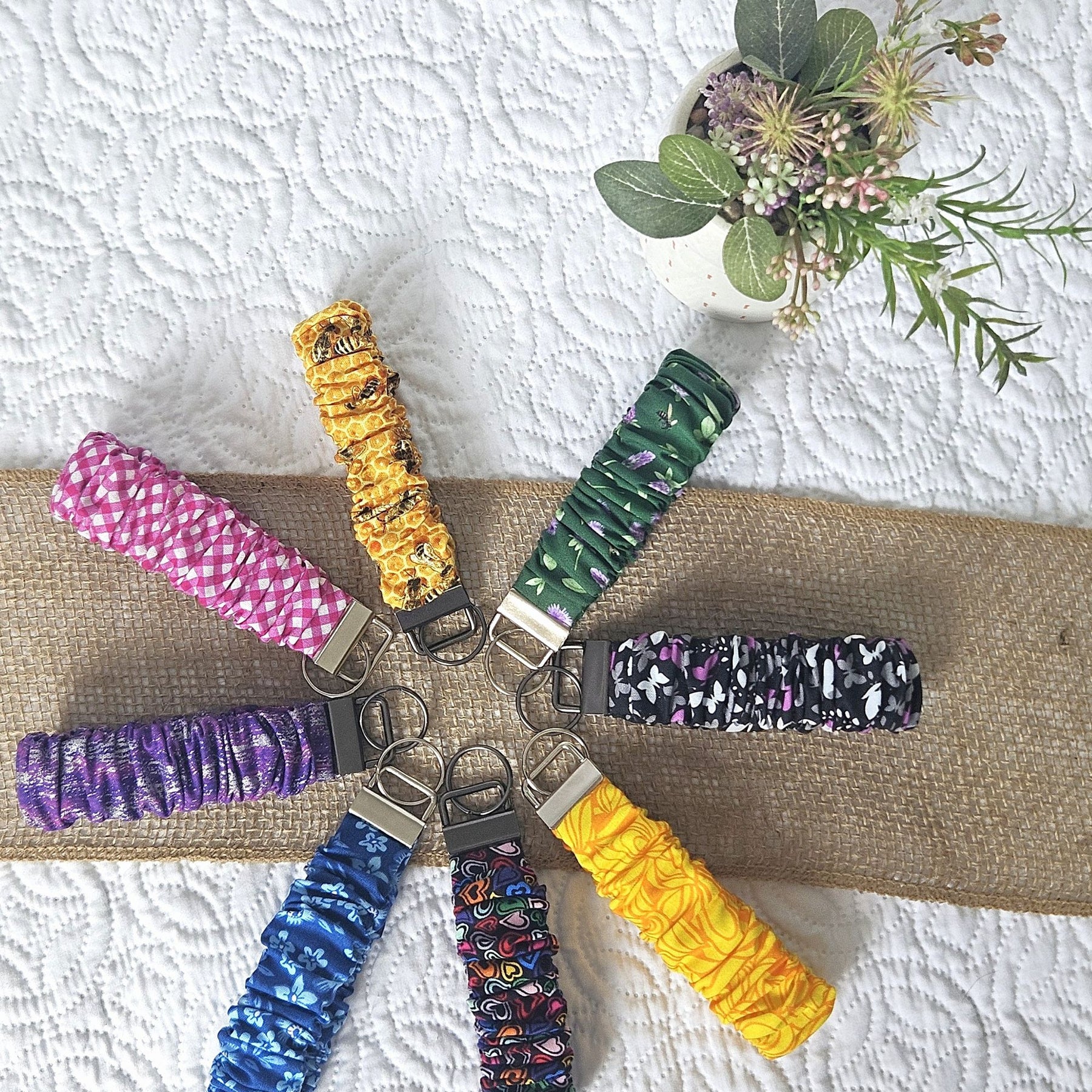 Scrunchie wristlet key fob