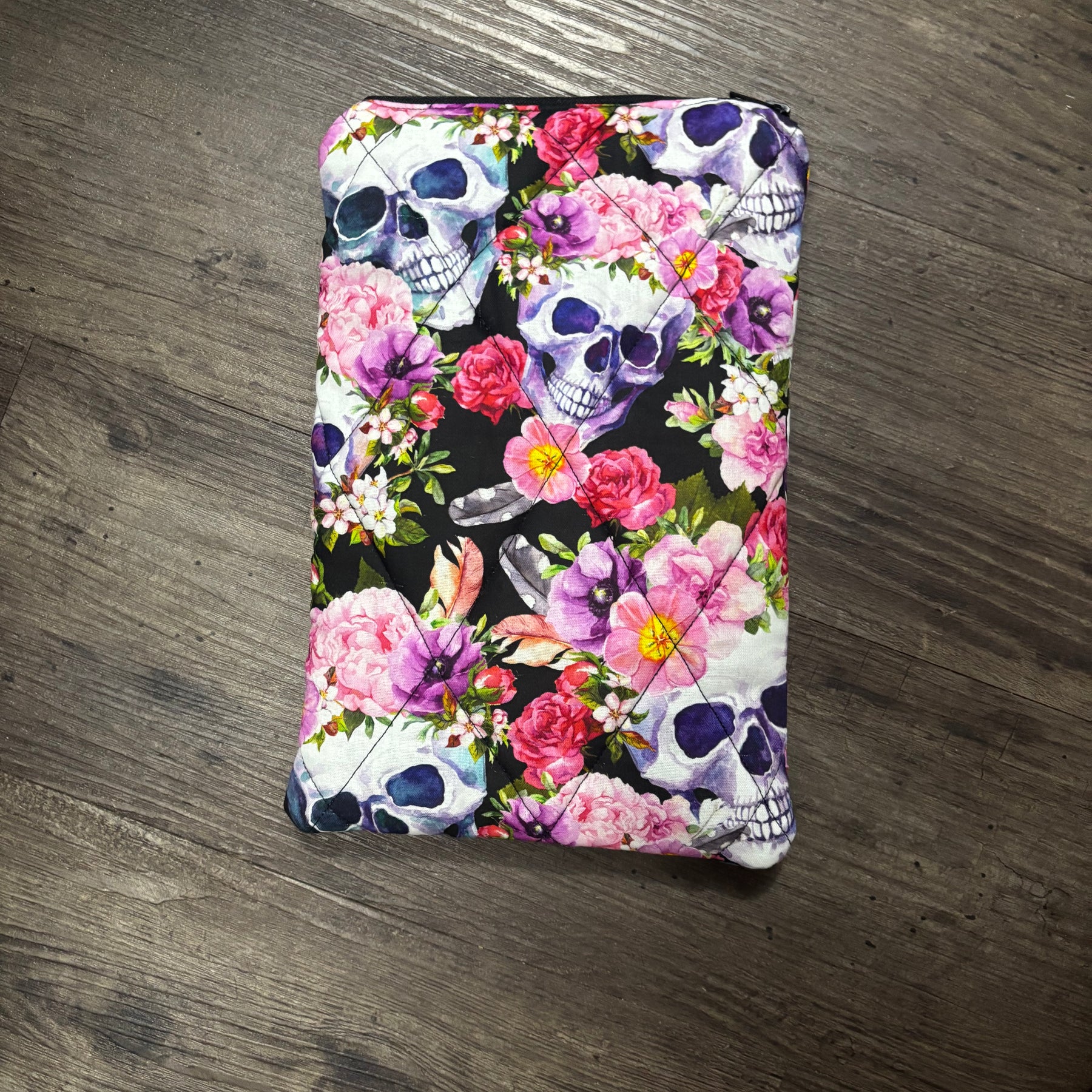 Padded Goth Floral Zipper Bag