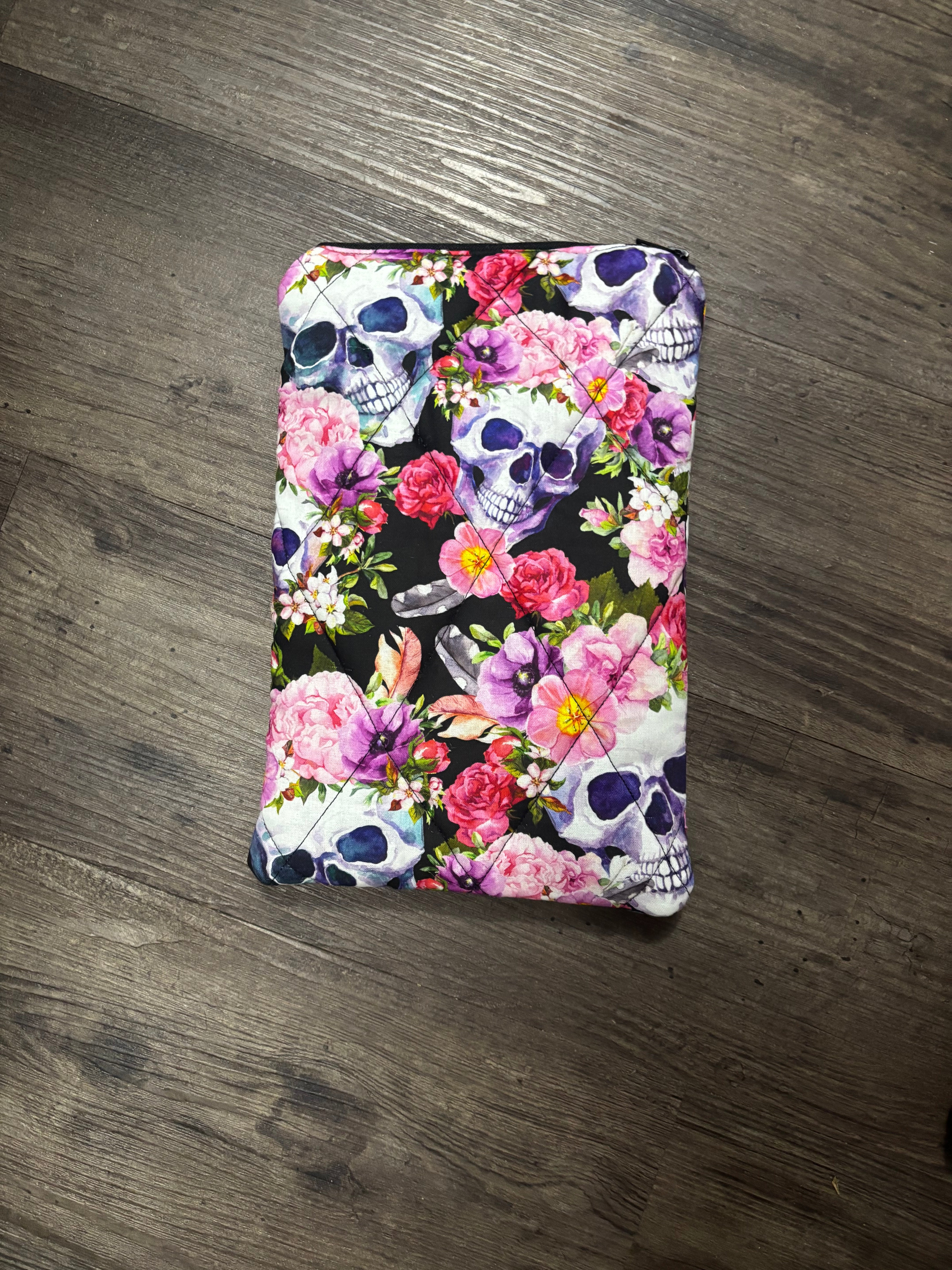 Padded Goth Floral Zipper Bag