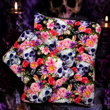 Padded Goth Floral Zipper Bag