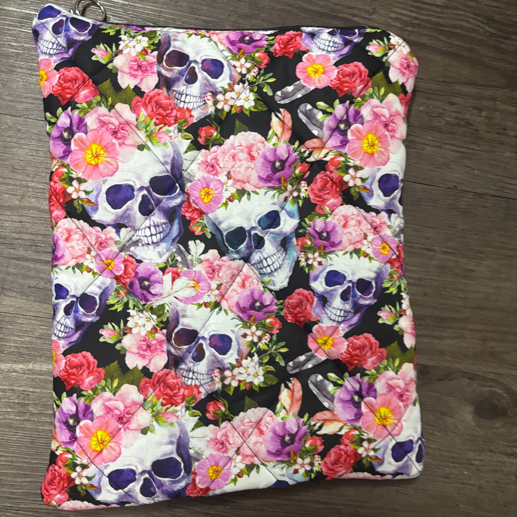 Padded Goth Floral Zipper Bag