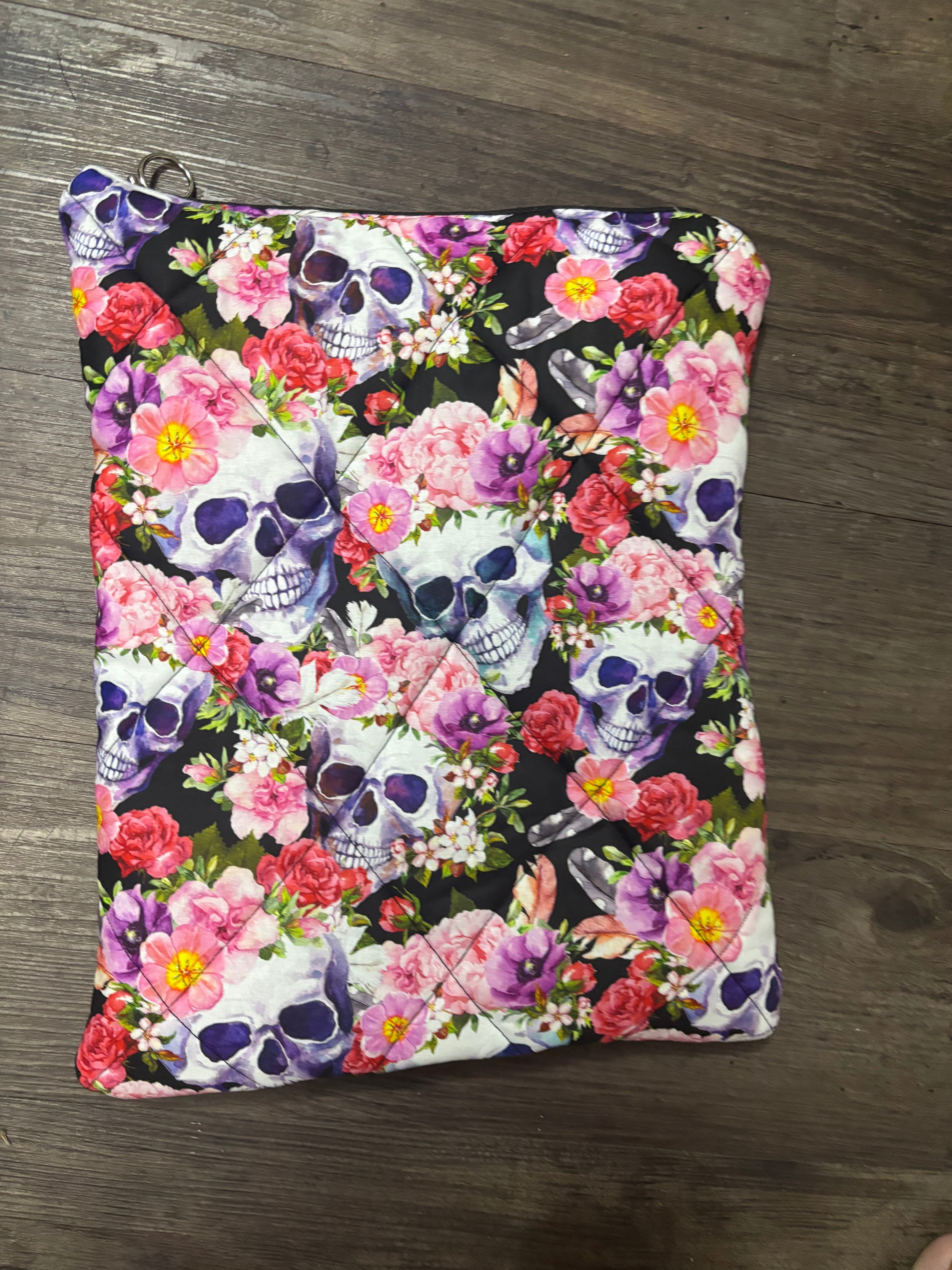 Padded Goth Floral Zipper Bag