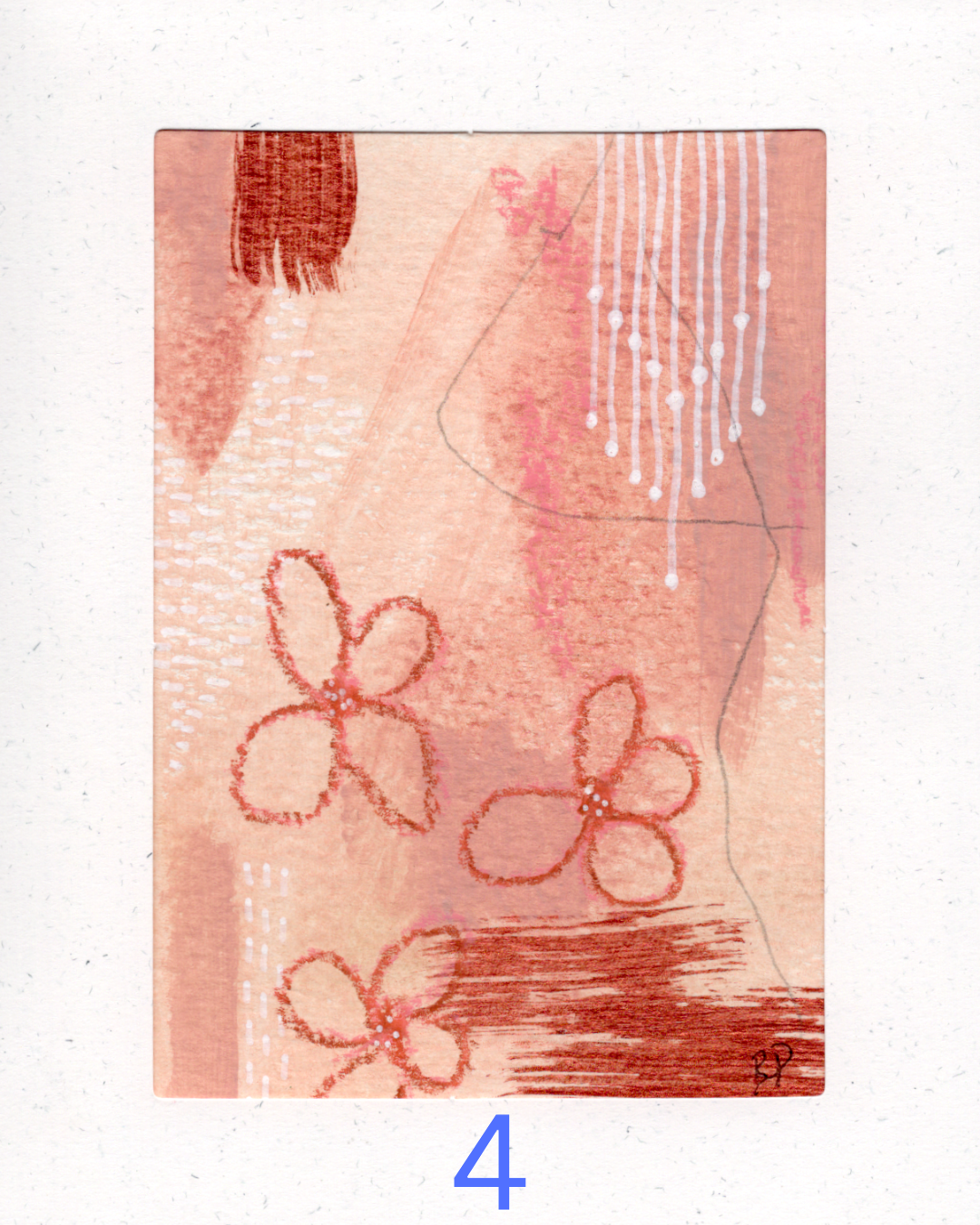 Original Mixed Media Greeting Card I Peach Abstract Collection