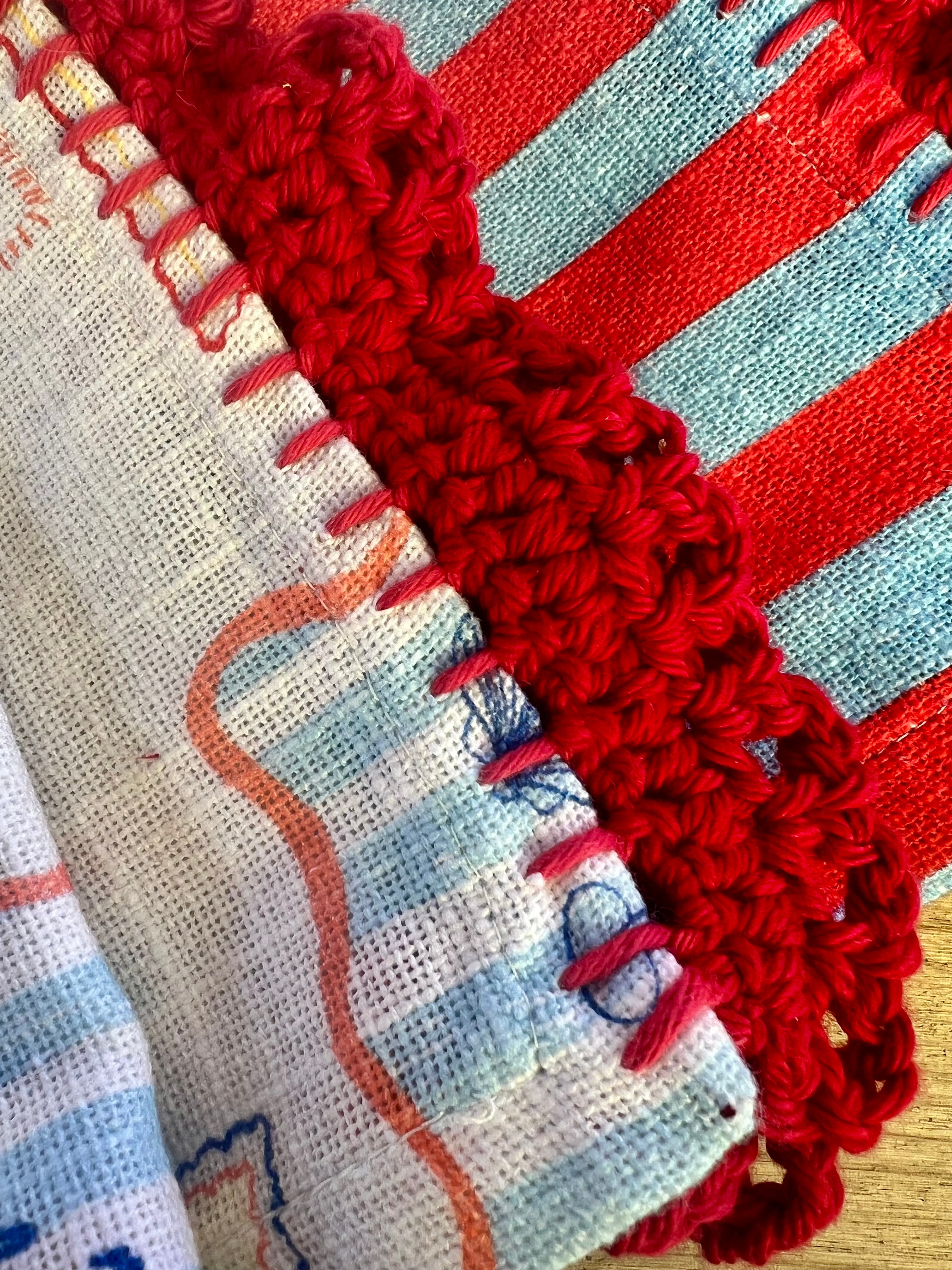 Cotton Tea Towel Set of 2 – Crochet Edge Kitchen Towels