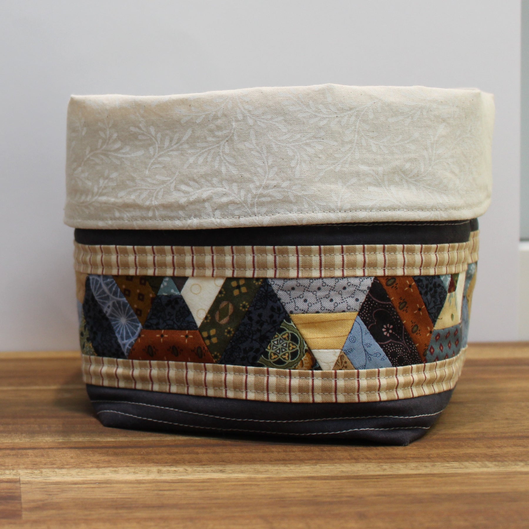 Patchwork Quilted Fabric Basket Bucket Organiser 2