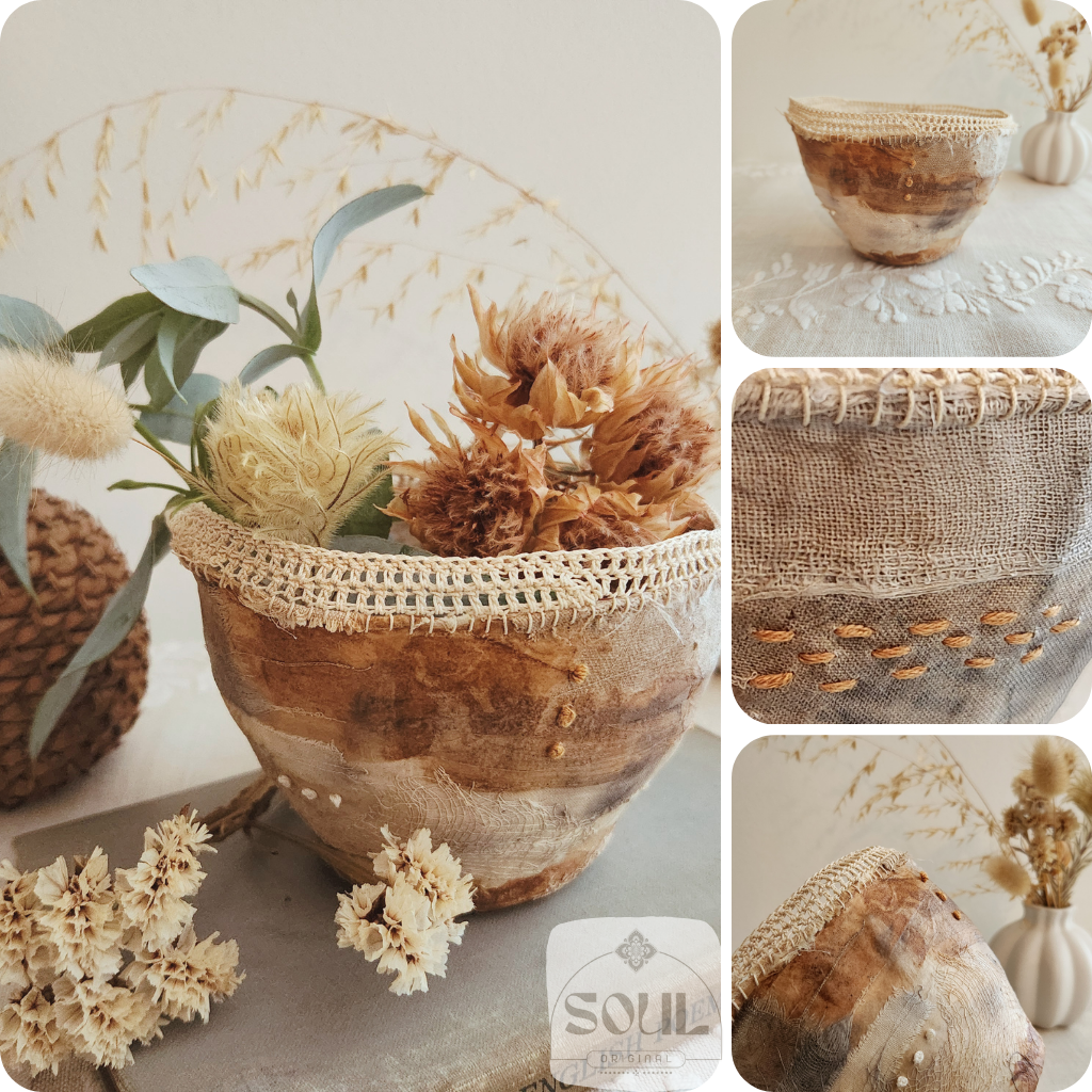 Textile Art Bowl – Natural & Earthy (1)