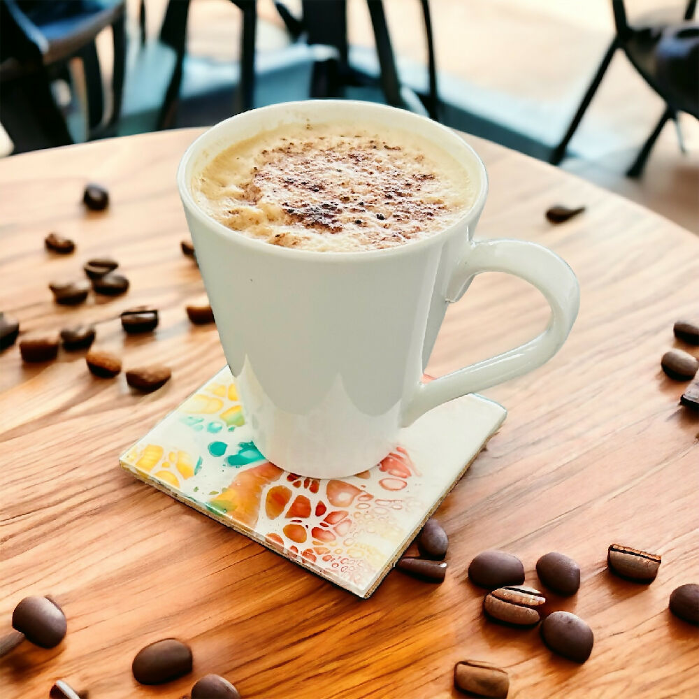 Fluid Art/Resin Drink Coasters (Set of 2) Multi Coloured