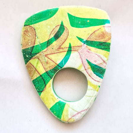 Green Printed Glasses Brooch