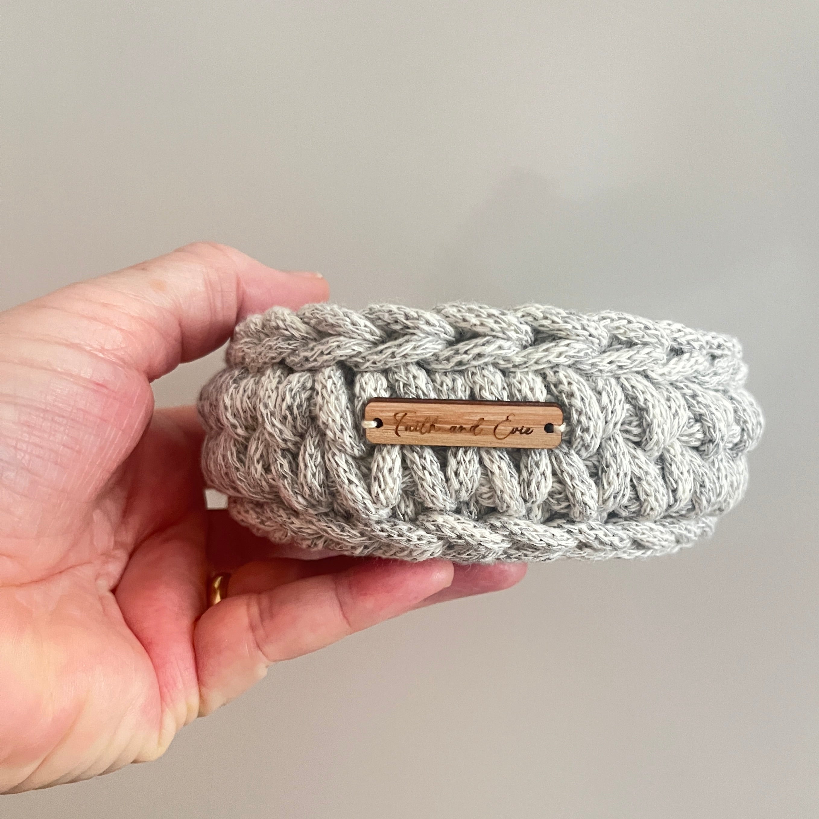 Mini Basket - crocheted - colour Grey Marle