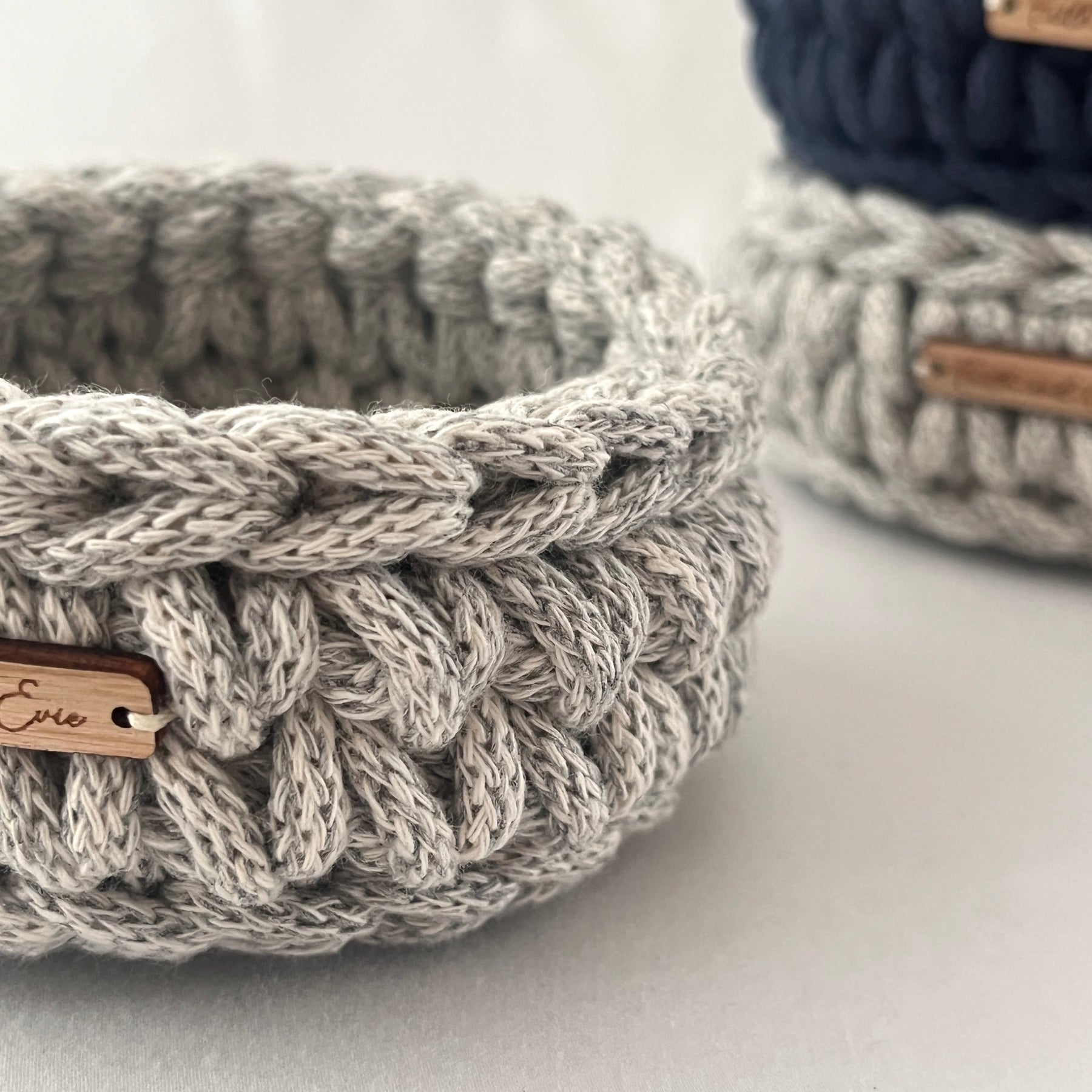 Mini Basket - crocheted - colour Grey Marle