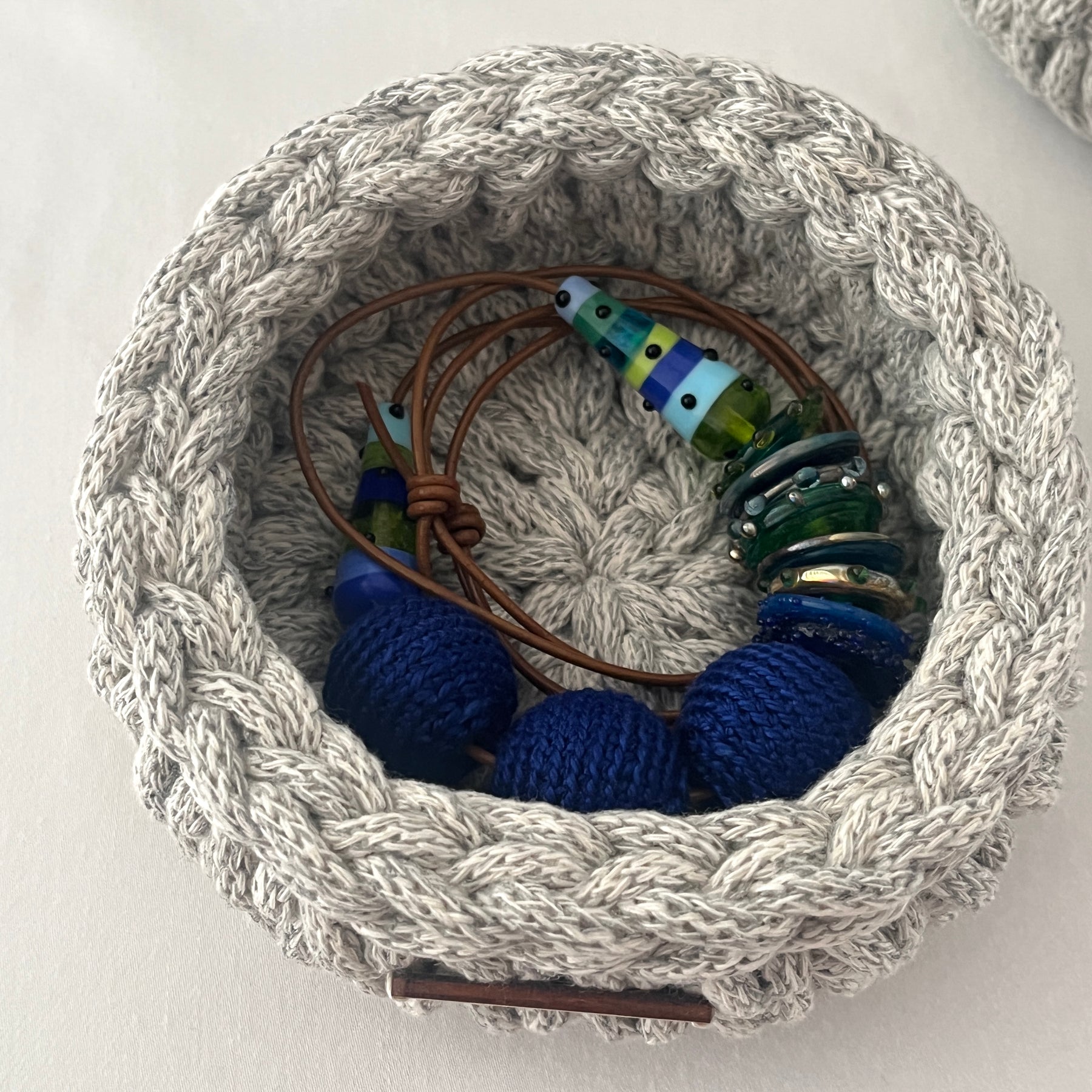 Mini Basket - crocheted - colour Grey Marle