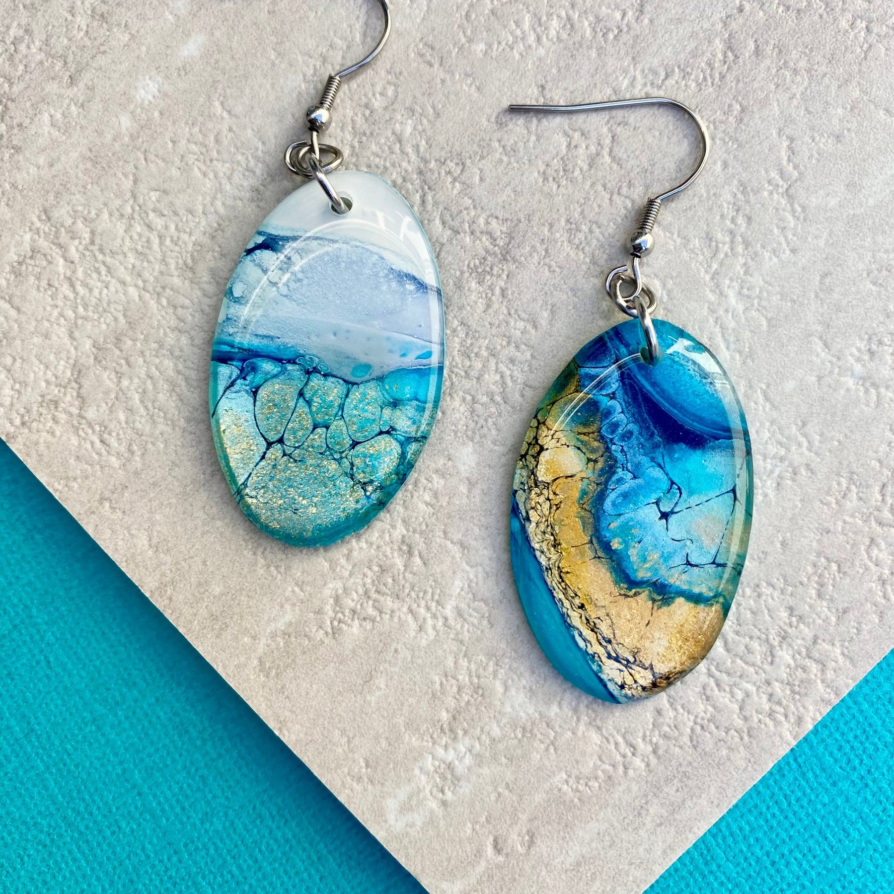 Ocean Inspired Original Art Earrings