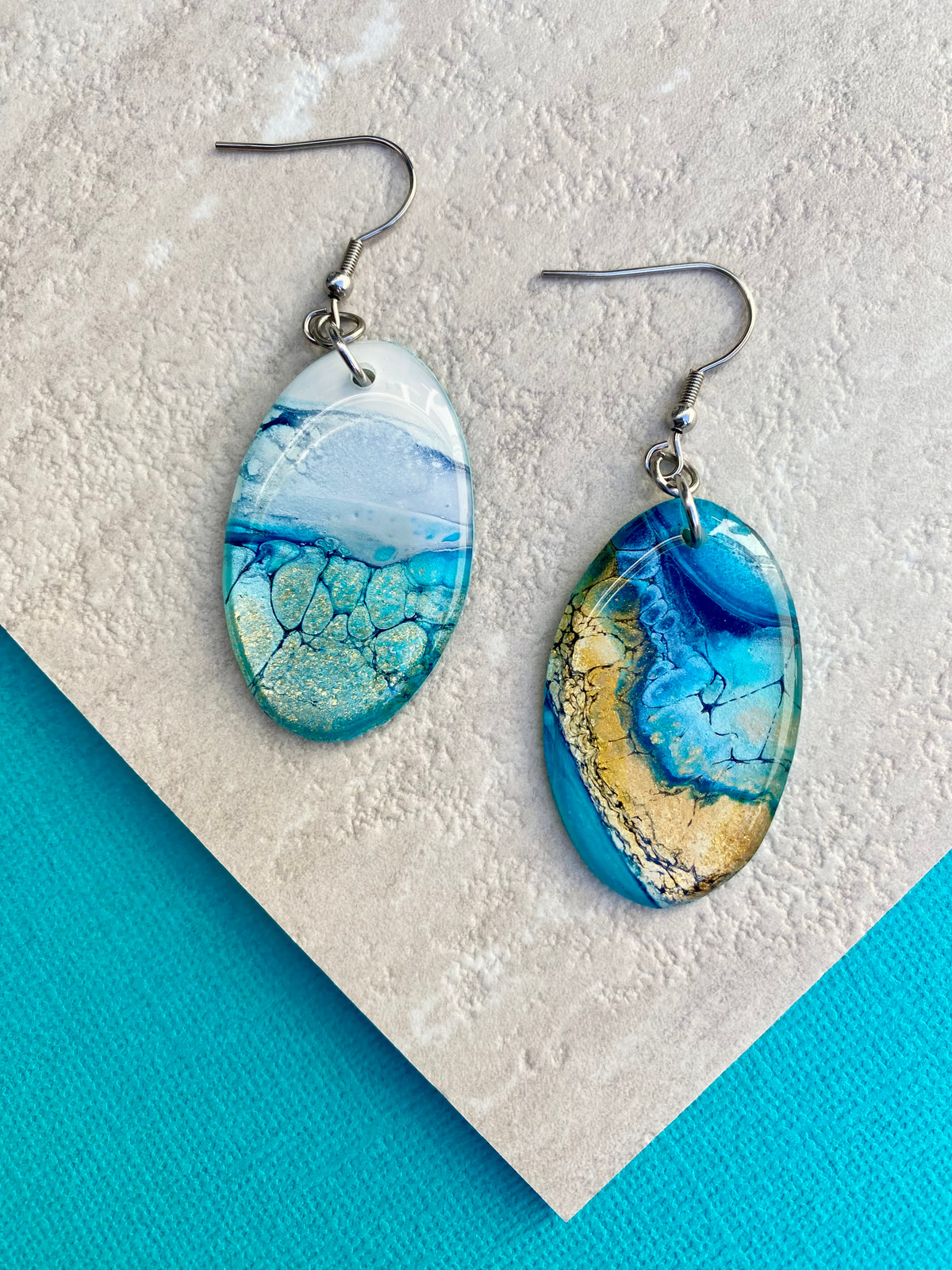 Ocean Inspired Original Art Earrings