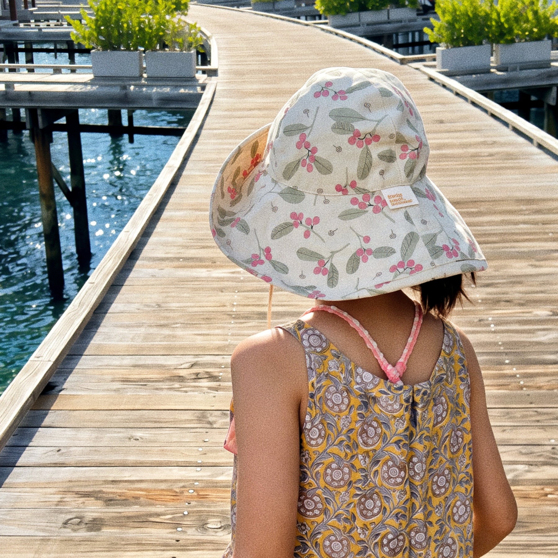 Kids Wide Brim Cotton Summer Sun Hat, Kids Floral Summer Hat