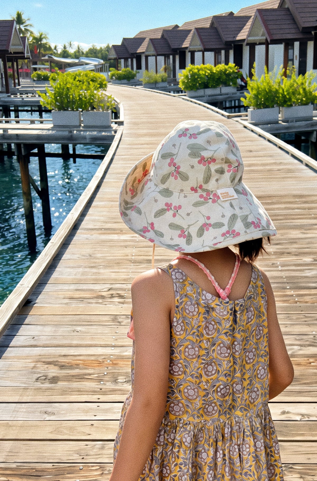 Kids Wide Brim Cotton Summer Sun Hat, Kids Floral Summer Hat