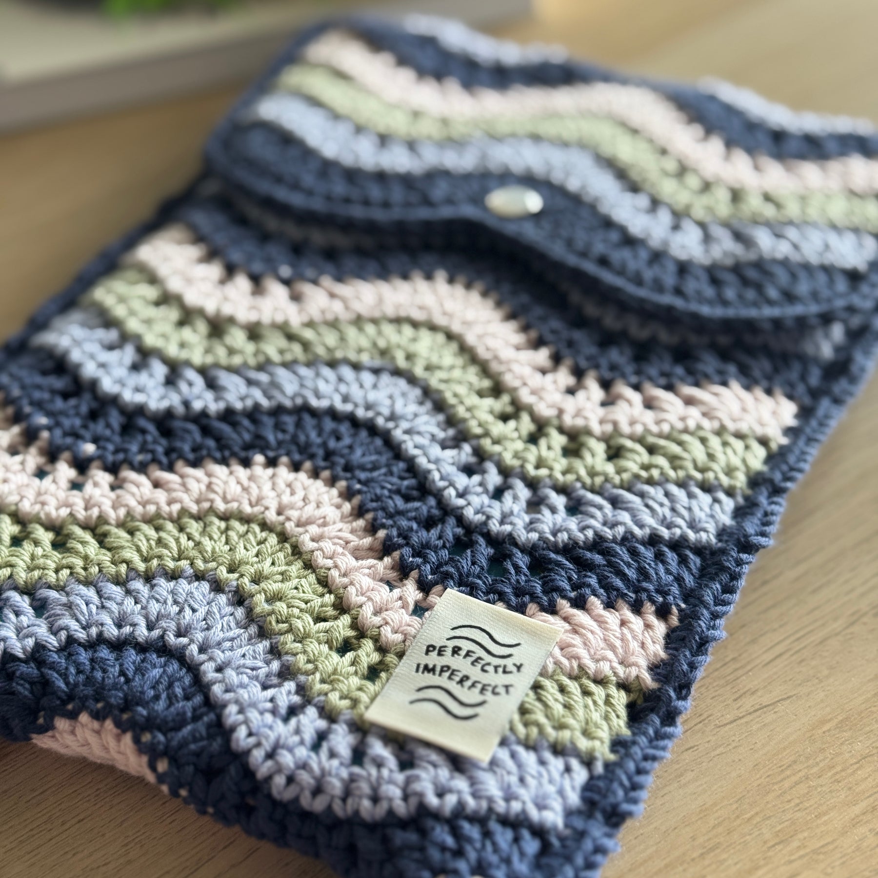 Book Sleeve | Handmade Crochet Book Accessary | Waves Ver. Cotton Yarn