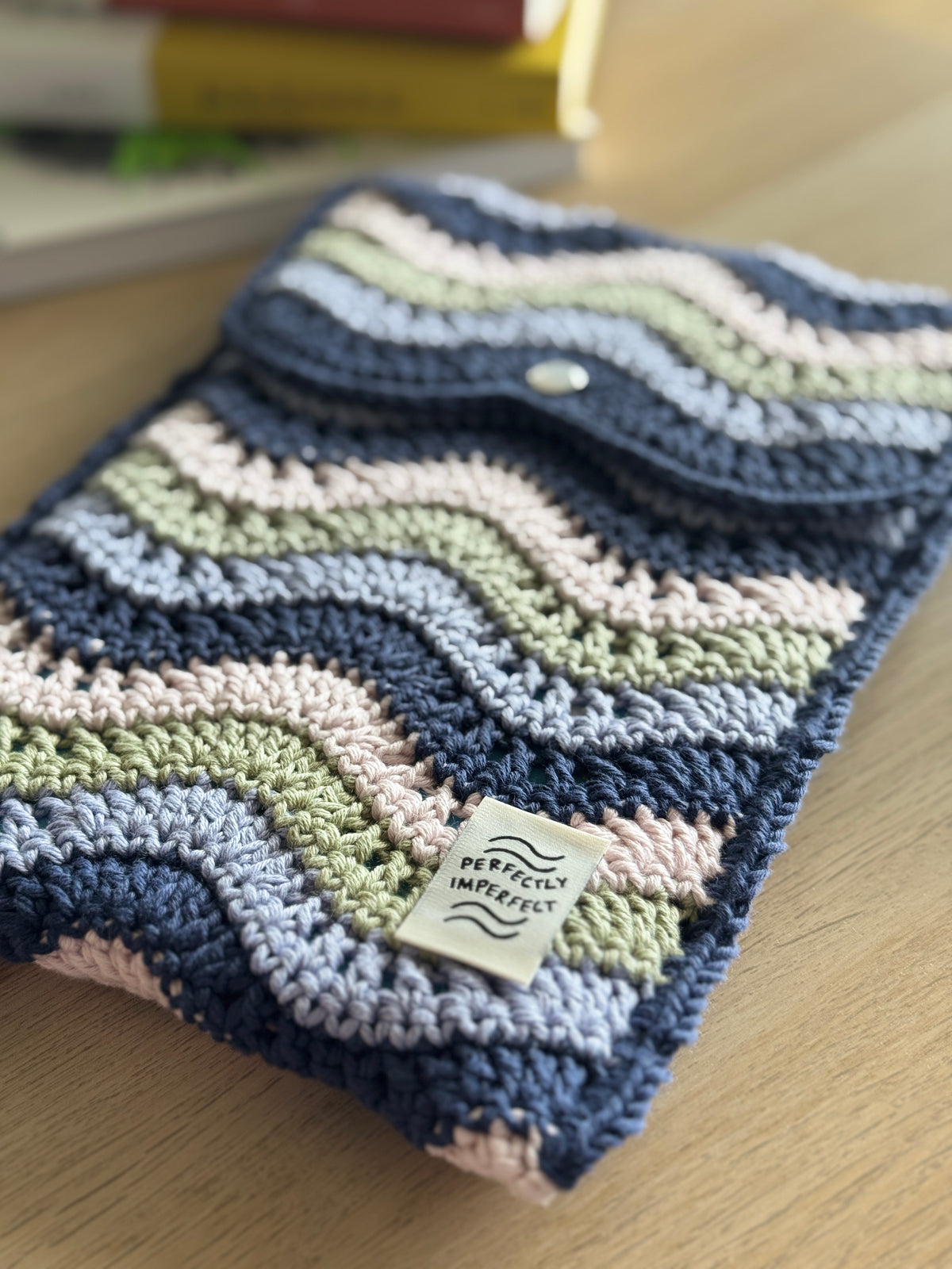 Book Sleeve | Handmade Crochet Book Accessary | Waves Ver. Cotton Yarn