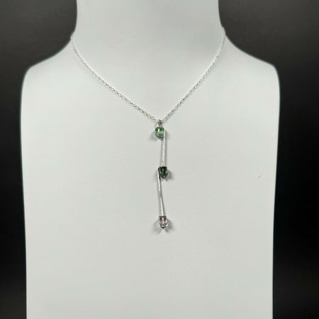 Fluorite dangle necklace with sterling silver chain