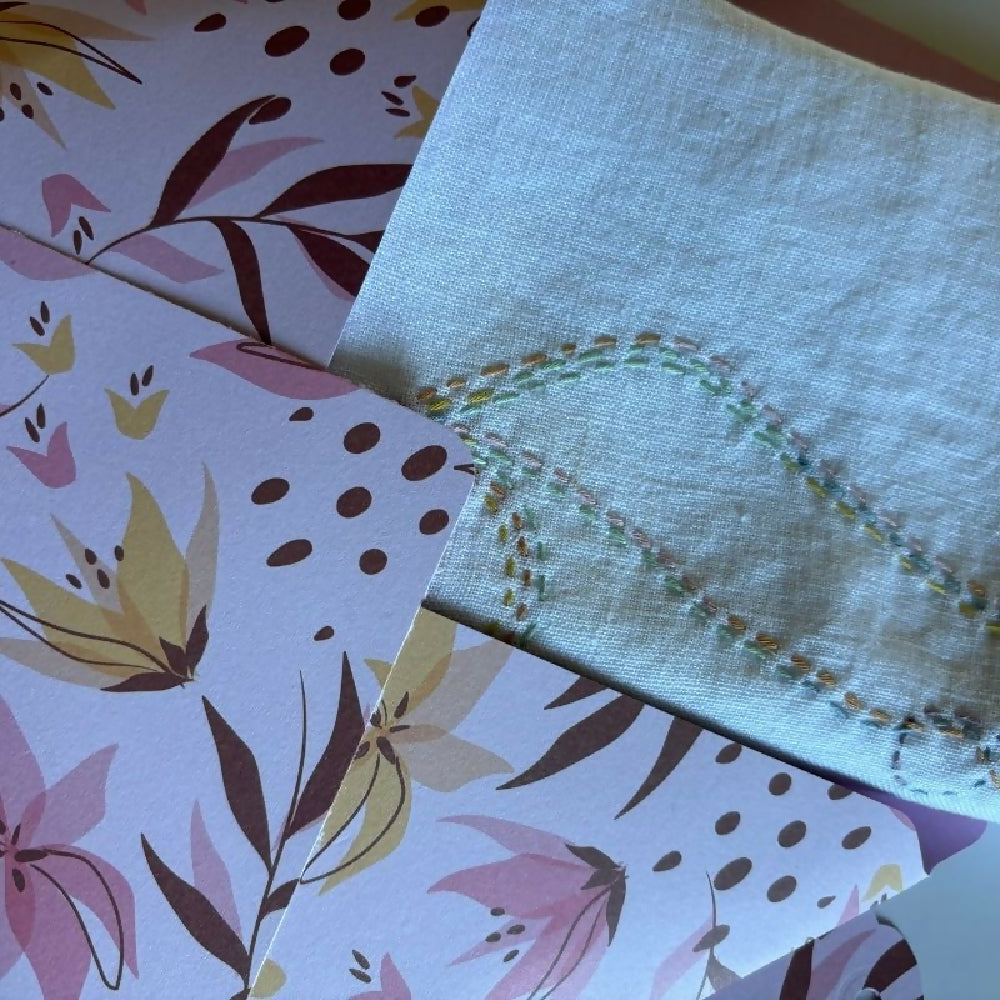 Hand stitched pure linen tea towel by Leumesin Handmade