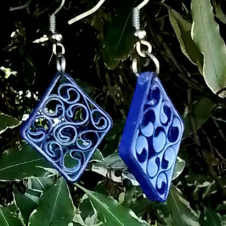 Earrings Quilled Purple Beehive Diamonds