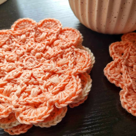 Boho Swirl Crochet Coasters | Peach | Coral