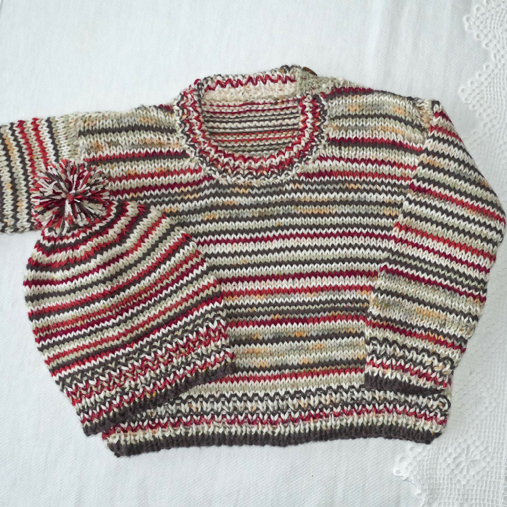 Jumper and beanie set. Woollen warmth. Hand knit.  Size 3-4. Free shipping
