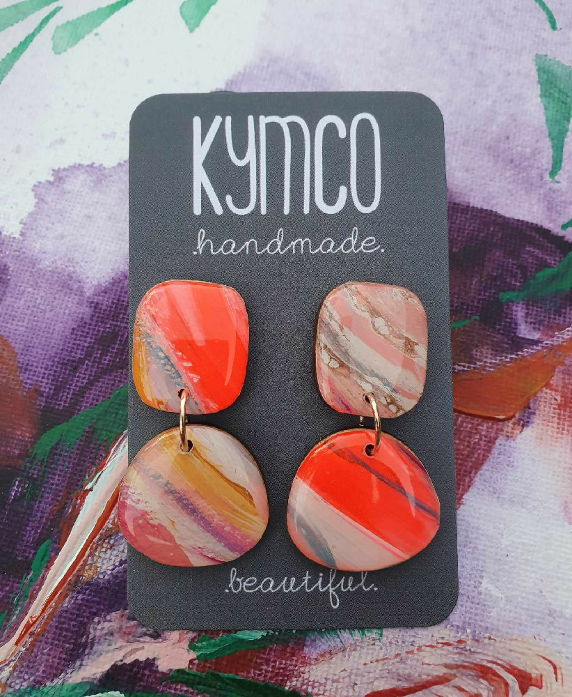 Aurora Collection| Resin large dangle earrings | Fluoro pink 3
