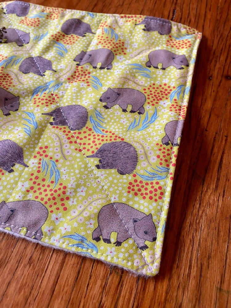 wash cloth lime green wombats & echidnas 2