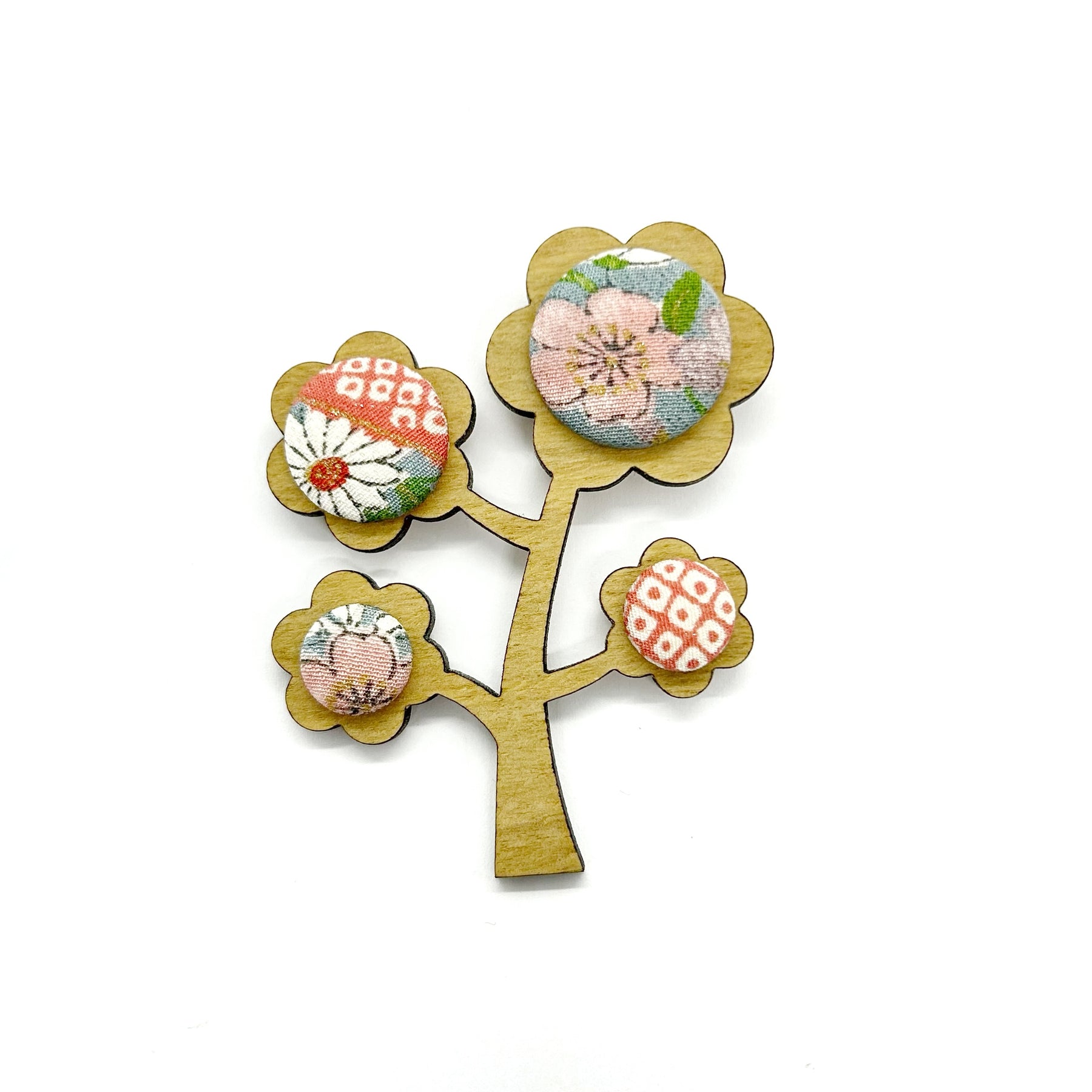 Kimono Tree Brooch - Pastel Florals