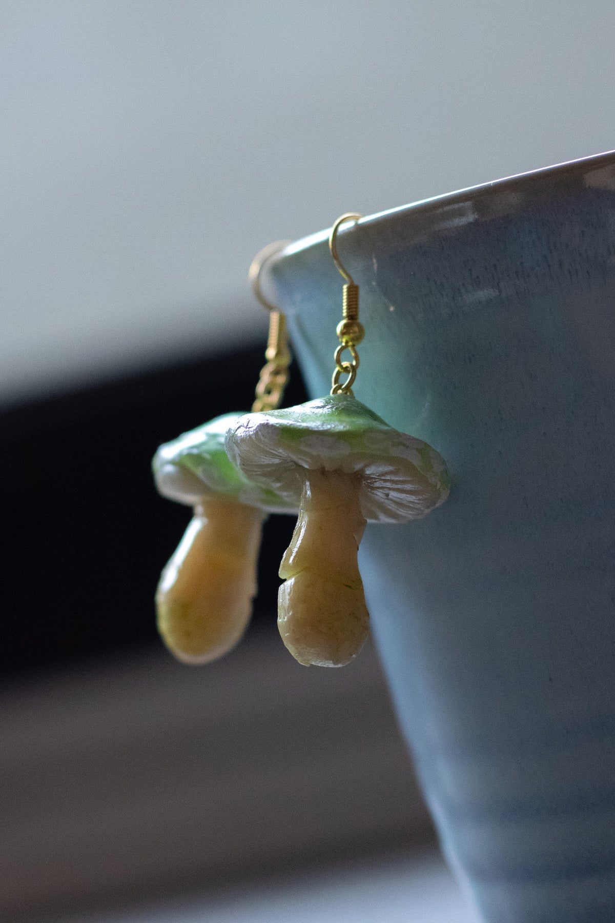Green Mushroom Earrings