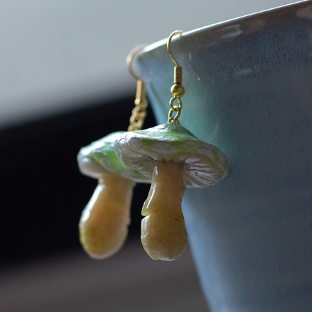 Green Mushroom Earrings