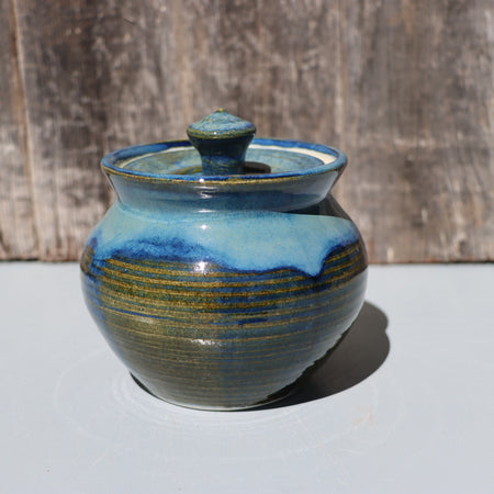 Blue lidded jars - Hand Made Thrown High Fired Stoneware