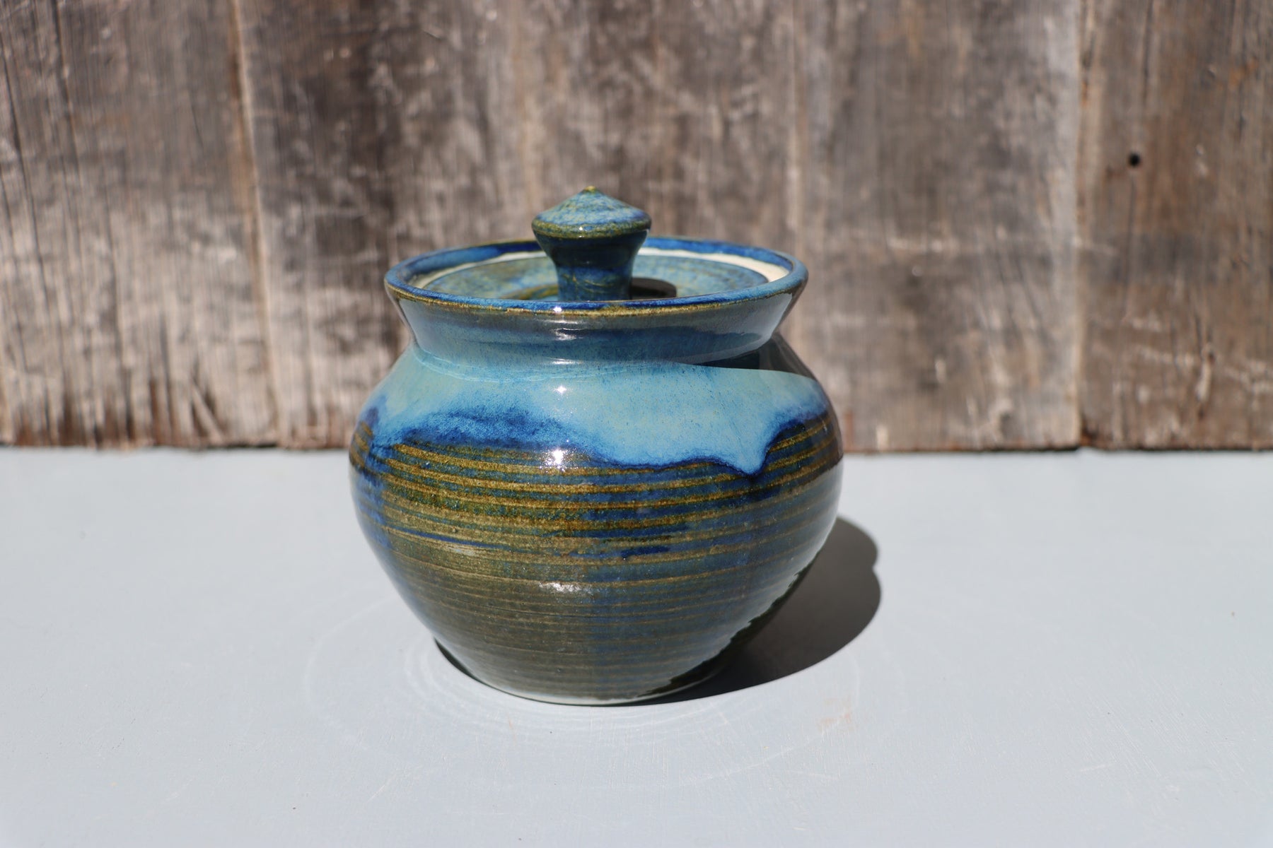 Blue lidded jars - Hand Made Thrown High Fired Stoneware