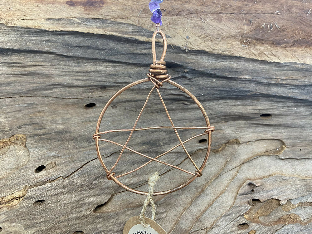 Copper Pentagram with Amethyst - Unity, Protection & Peace