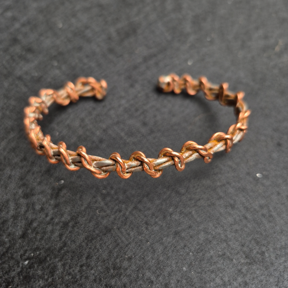 Handmade Looped Copper Stainless Steel Cuff B007