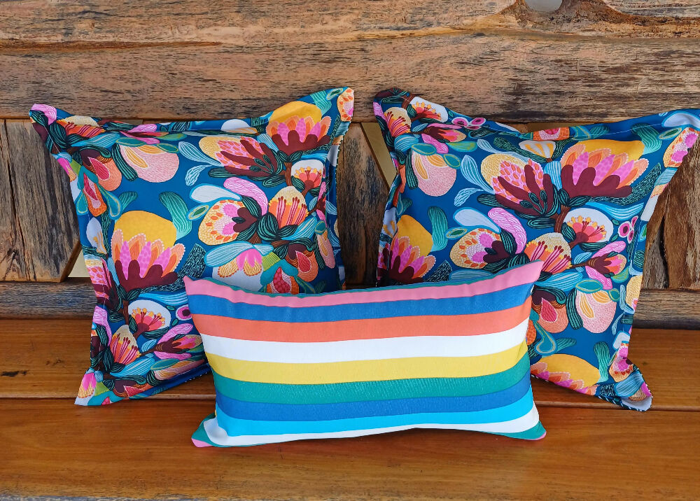 Outdoor Cushions - Floral Square - Stripe Lumbar