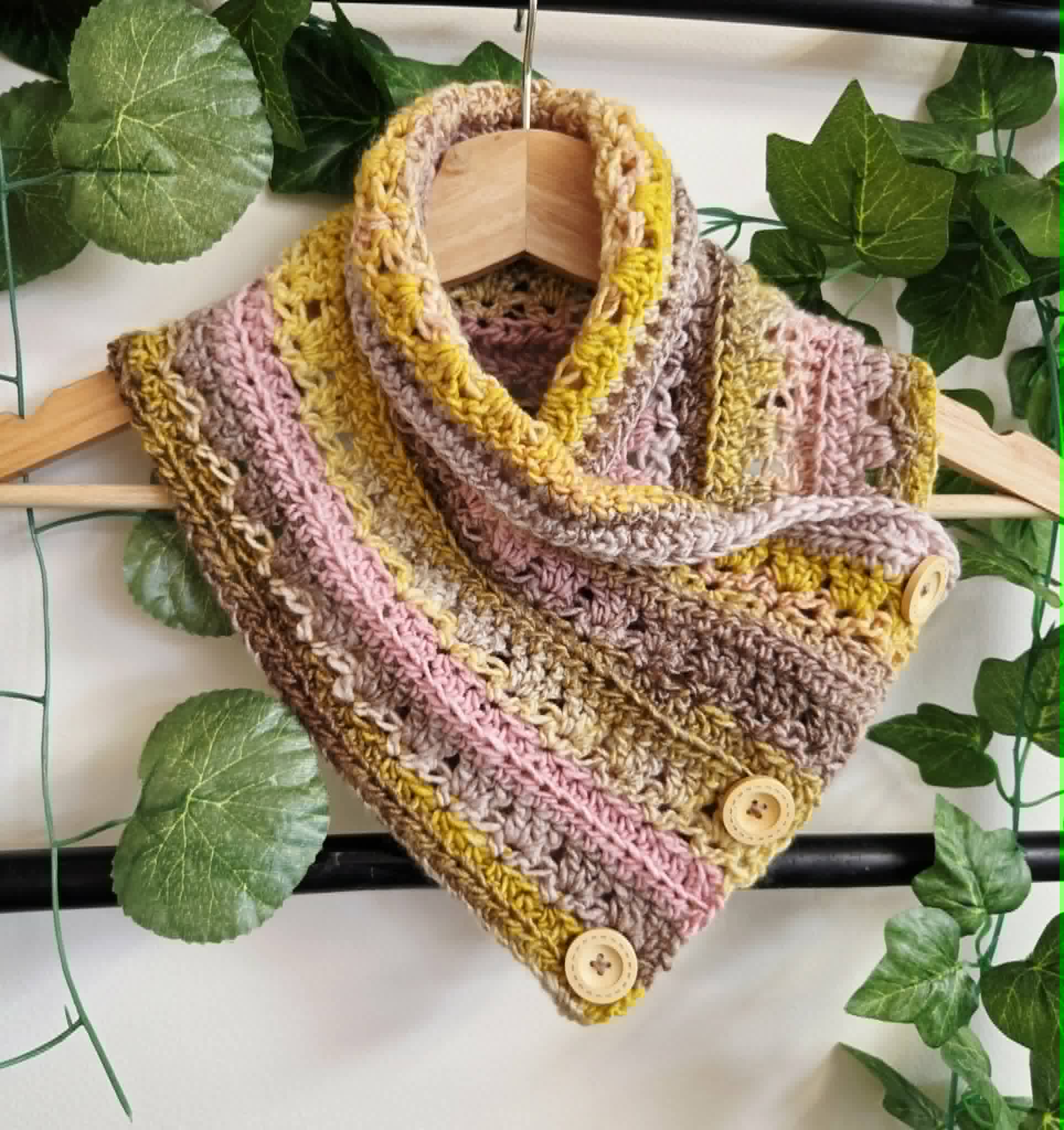 Handmade Crochet Neckwarmer | Rainbow Pastel Colours | Adult