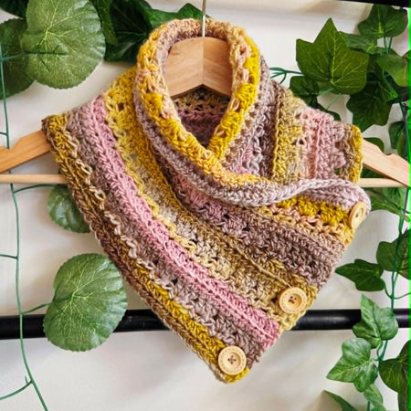 Handmade Crochet Neckwarmer | Rainbow Pastel Colours | Adult