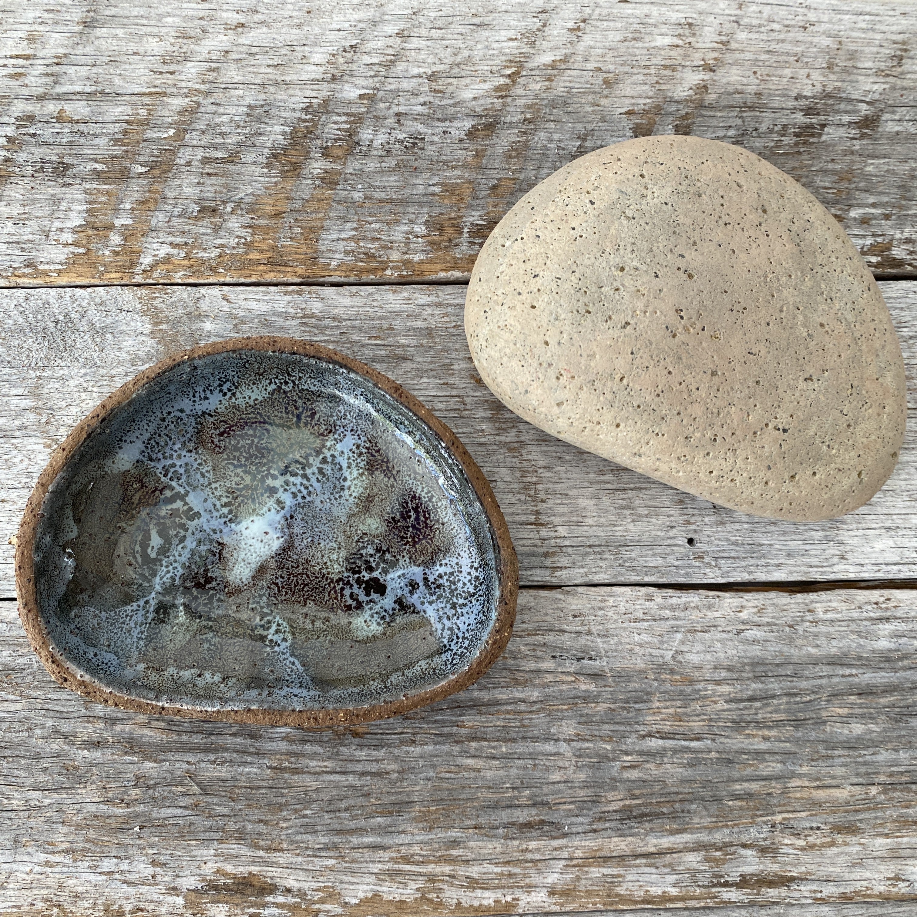 Tide Flow Ceramic Dish - Unique - Blue, green and grey tones.