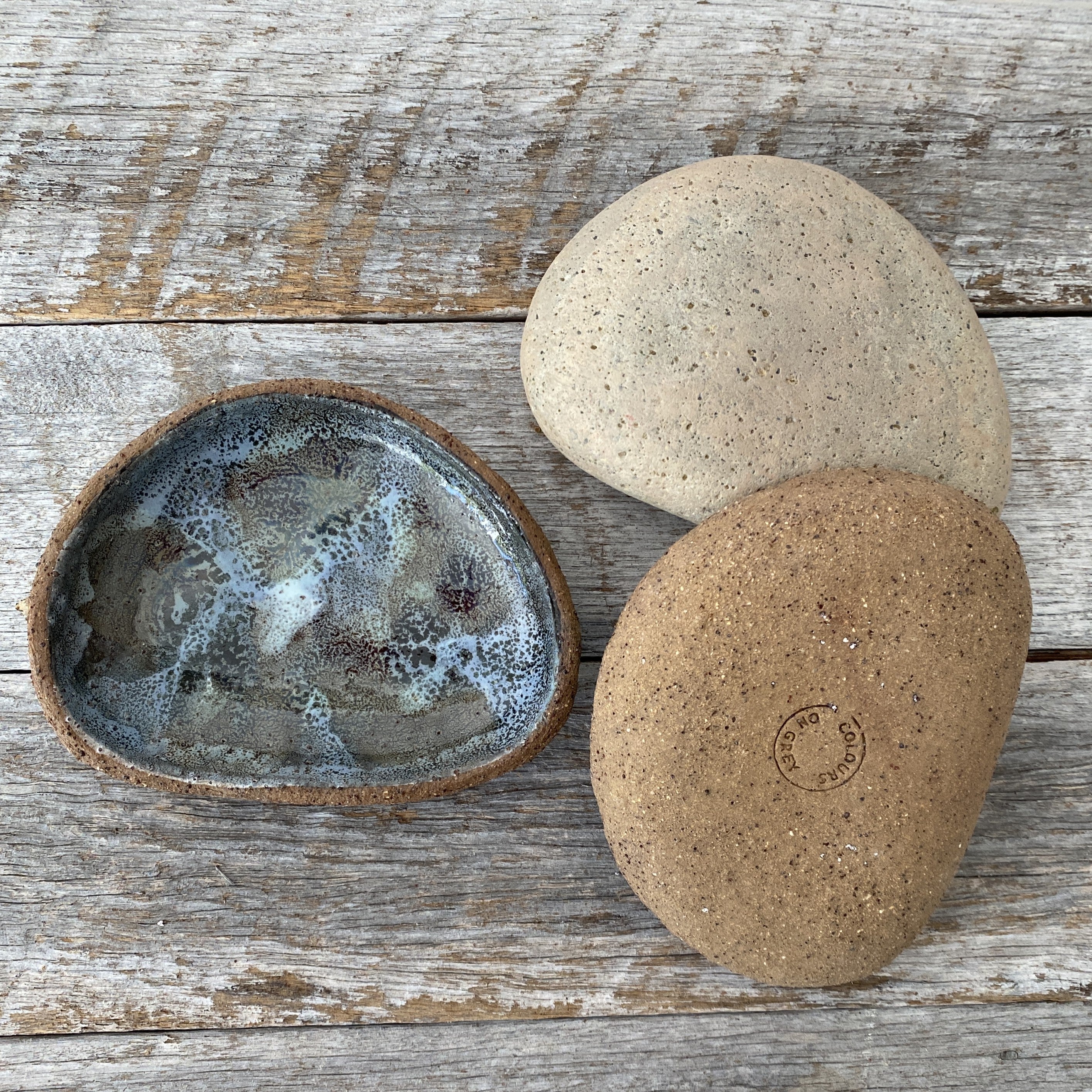 Tide Flow Ceramic Dish - Unique - Blue, green and grey tones.