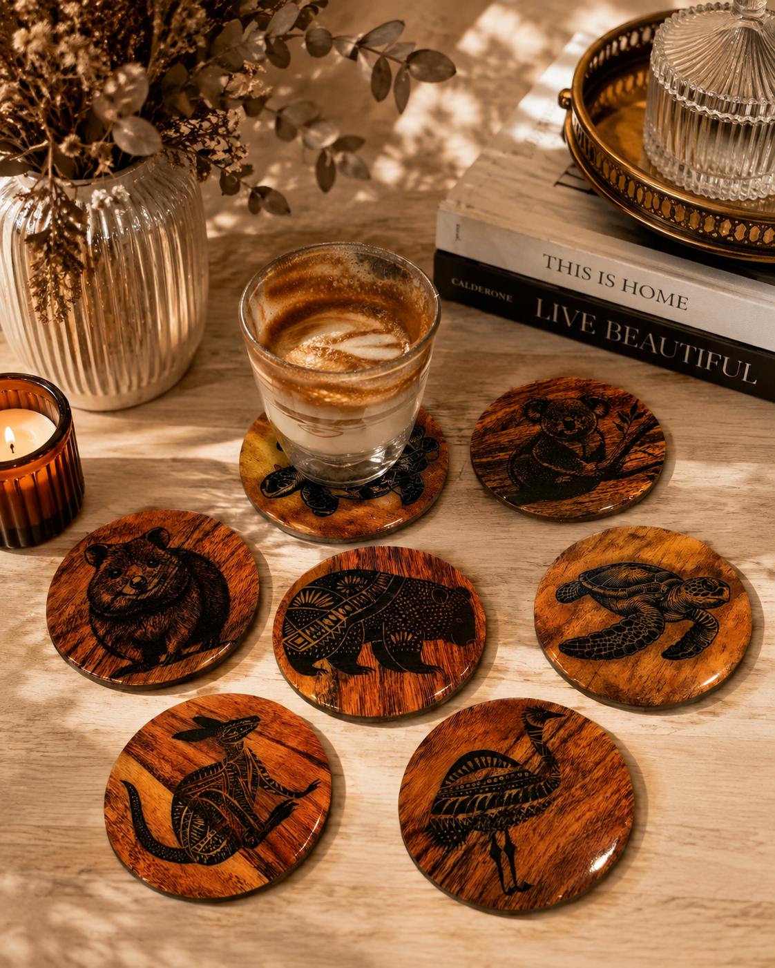 Coasters | Native coasters | wooden coasters | gift ideas | coffee table decor