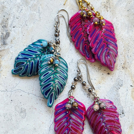 Caned Leaf Earrings