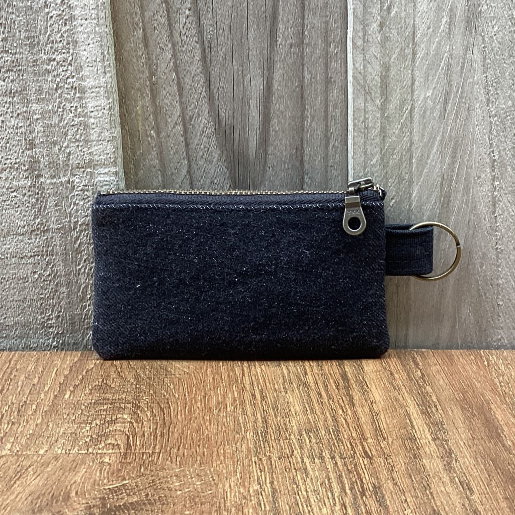 Small Keyring Pouch - Black Upcycled Denim
