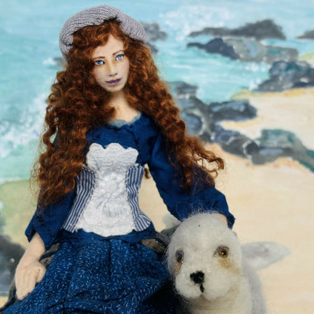 Selkie, mixed media doll, needle felt seal, unique gift