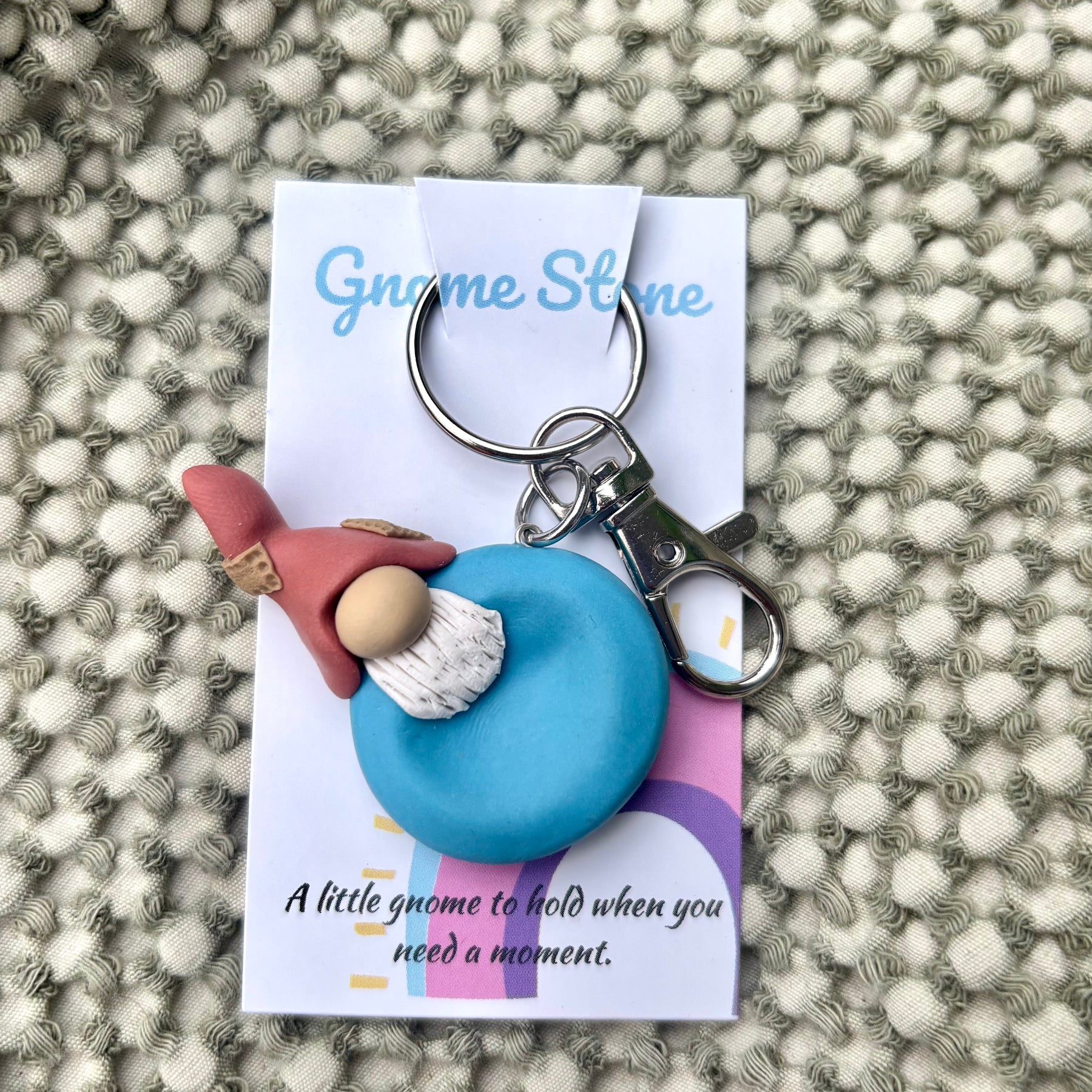 Gnome Stone - Terracotta and blue