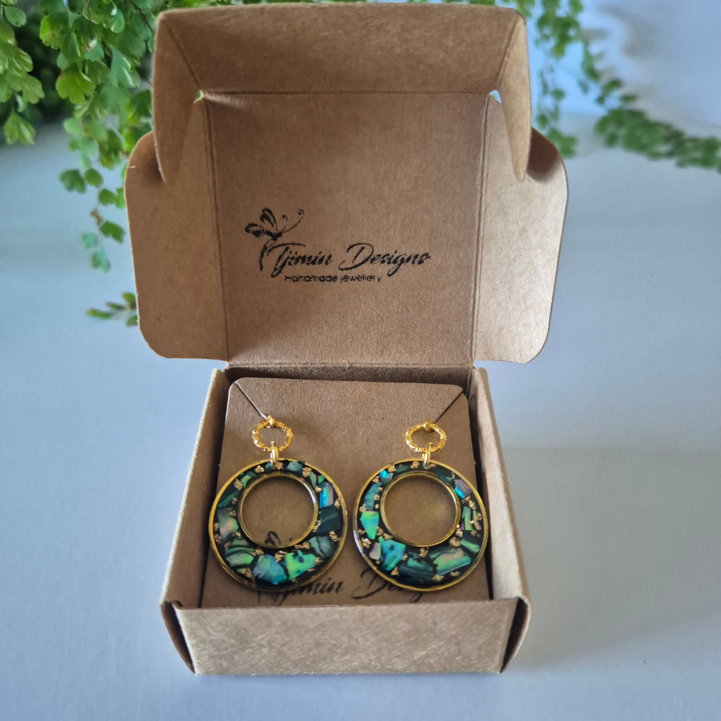 Handmade Abalone Shell Hoop Earrings