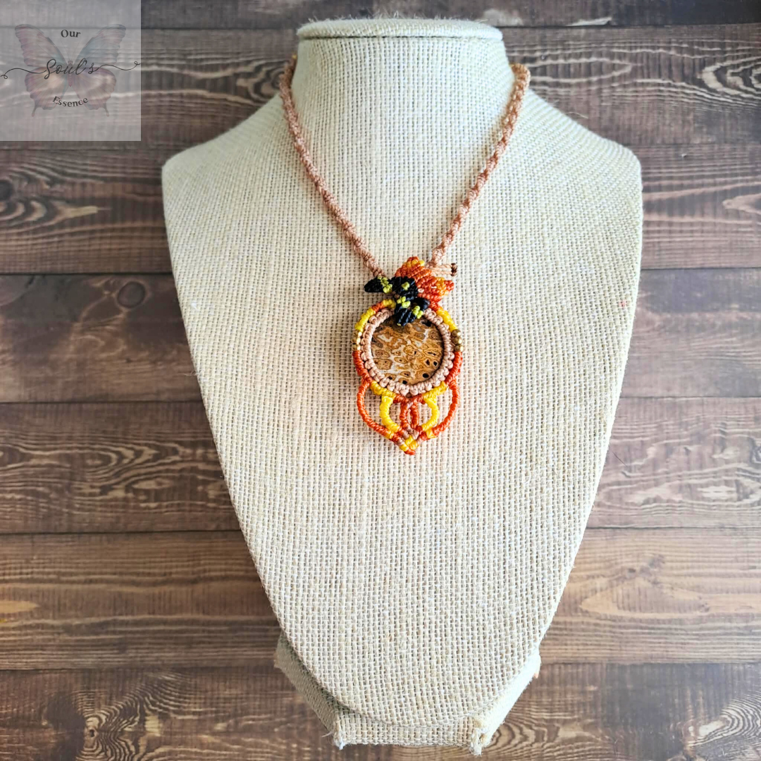 Palm Wood Micro Macramé Necklace